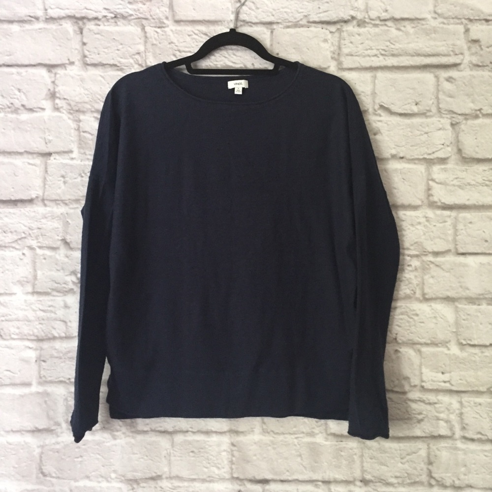 Vince Slub Knit Blue Long Sleeve T-Shirt Sz M